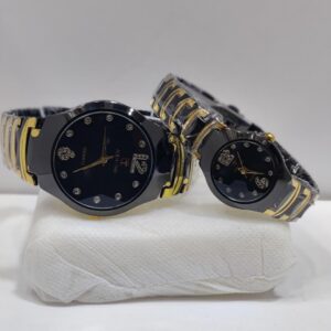 Couple Gold and Black chain watches