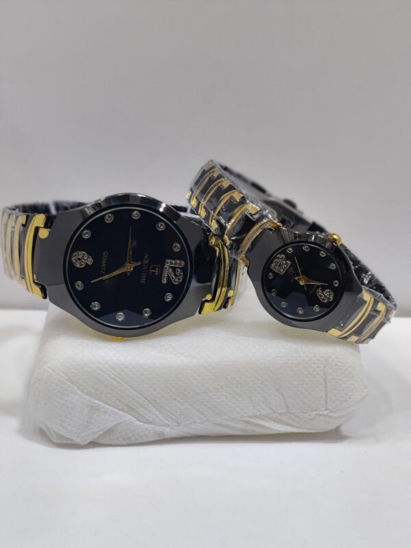 Couple Gold and Black chain watches