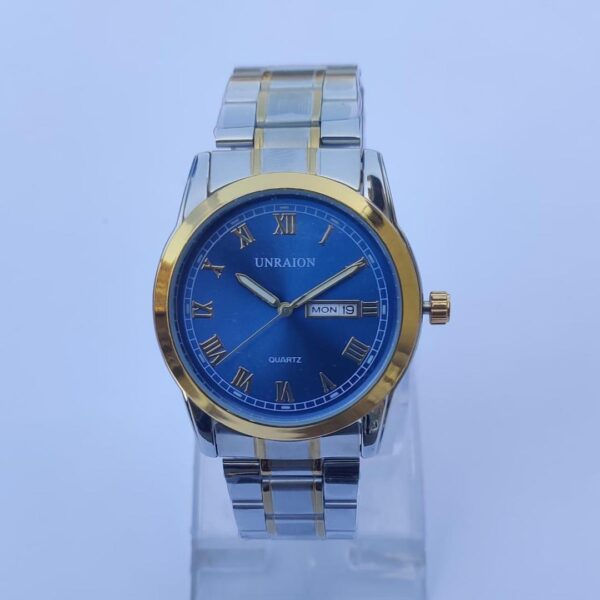 Men's Quartz Round silver analogue watch 1 Pc chain strap - Image 2