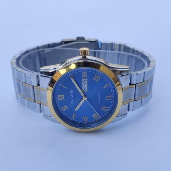 Men's Quartz Round silver analogue watch 1 Pc chain strap - Image 3